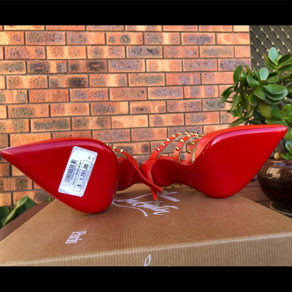 Christian Louboutin Tchicaboum 120mm Studded Orange Caged Heels 37.5 RRP$1750 - Picture 7 of 14